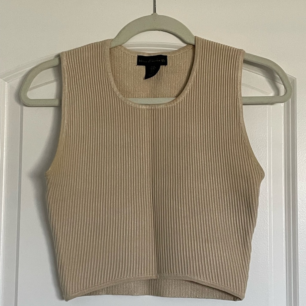 House of Harlow 1960 Tan Ribbed Tank Top